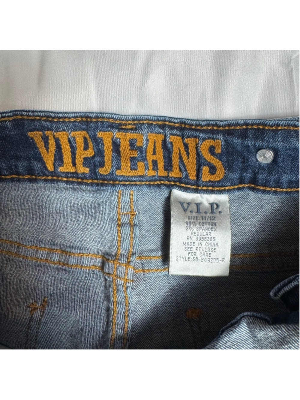 Women's VIP JEANS Blue Distressed Denim Overall Shorts Juniors 11 - Picture 3 of 7
